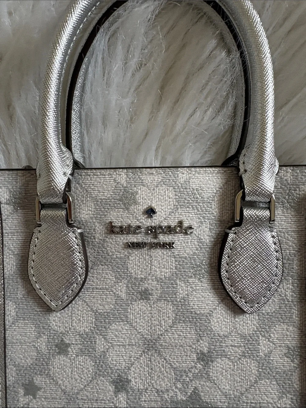 Kate Spade Silver Floral Mini Tote